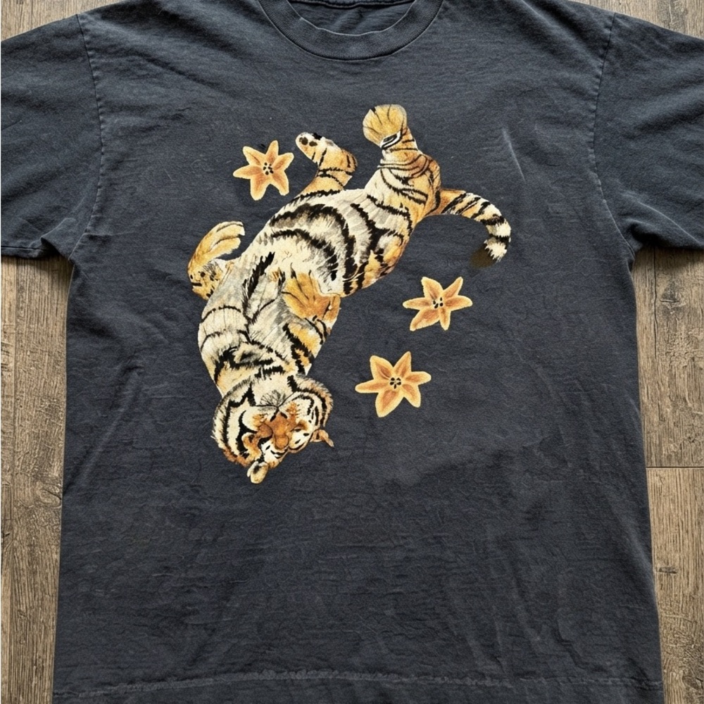 Gildan Black Tee with Yellow Tiger Graphic